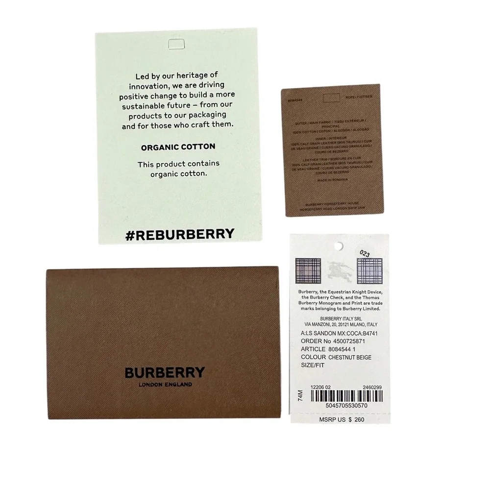 Burberry Haymarket Check Leather Card Holder Gold Beige New‎ Unisex
